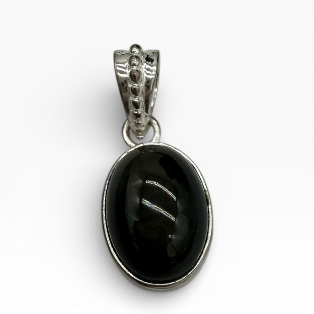 Velvet Obsidian 5.5 Carat Moon Glow 925 Pendant - Sterling Silver- Minimalist